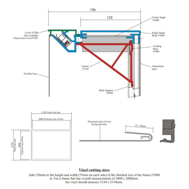 LED Illuminated FlexFace (Hinged Retro Frame & Skin) Signs Display Shop