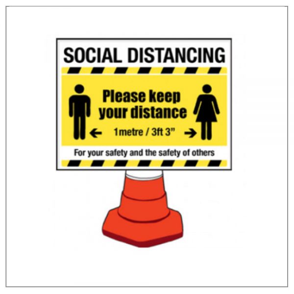 Social Distance Work Signs Social Distance Cone Sign Panel - Signs Display Shop